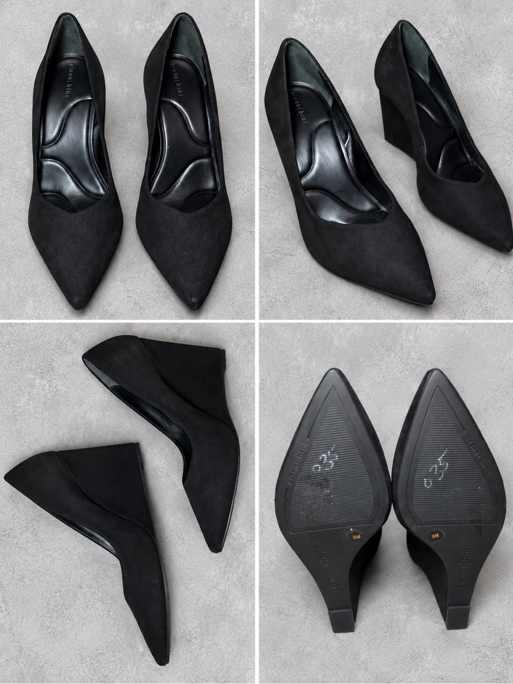 Gianni Bini Black Pointed Toe Low Block Heel Pumps
